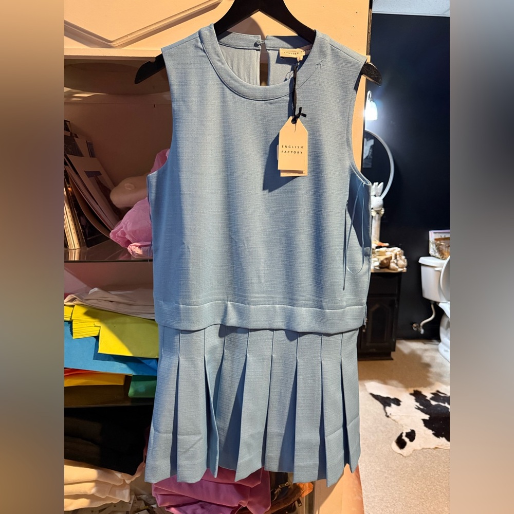 English Factory Light Blue Mini Dress